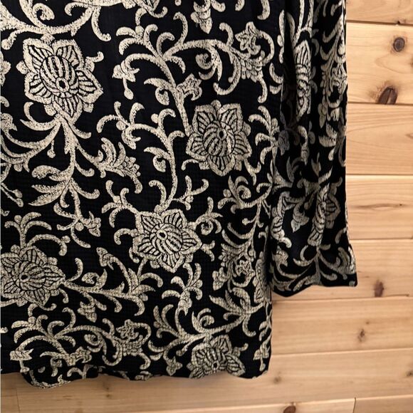 Vintage Anne Klein Size XLarge Silk Oversized Filigree Pattern Boyfriend Blazer - Picture 11 of 13